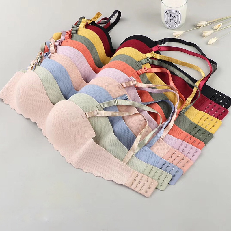 Mulheres Sexy Bra Simples Cor Sólida Push Up Lingerie Sem Costura Fio Grátis Confortável Respirável Feminino Bralette em Oferta na Shopee