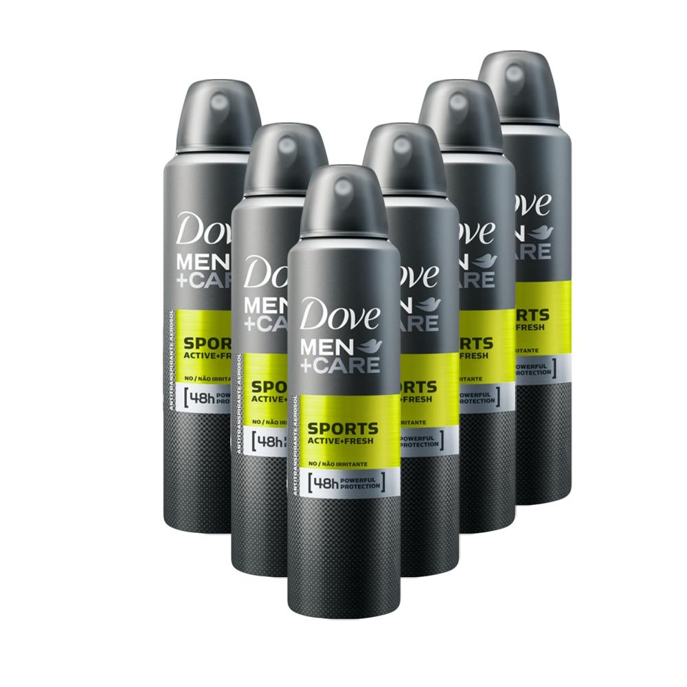 Kit 6 Desodorantes Dove Men+Care Antitranspirante Aerossol Sports Active+Fresh 150ml