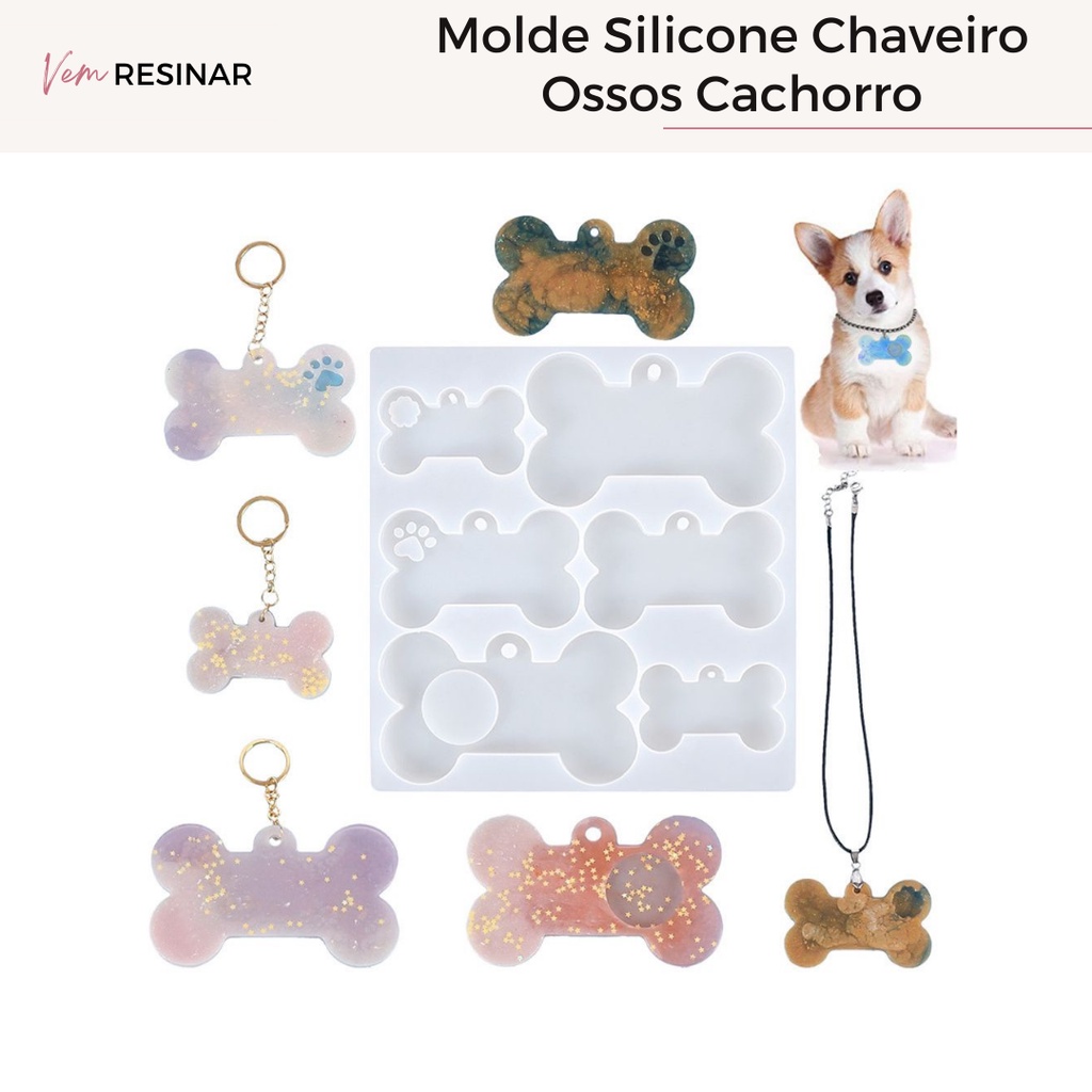 Molde Silicone Pingente Ossos Tag Cachorro  Resina Epóxi