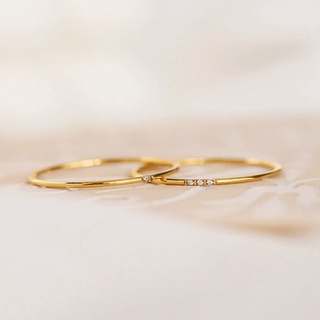 Anel Feminino Ultra Fino De Aço Inoxidável Com Diamante E Design Moderno