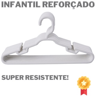 Cabide Infantil Reforçado Branco 8mm Resistente Atacado - 30 Unidades