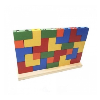 BRINQUEDO EDUCATIVO PEDAGÓGICO - BLOCOS DE ENCAIXE EM MADEIRA