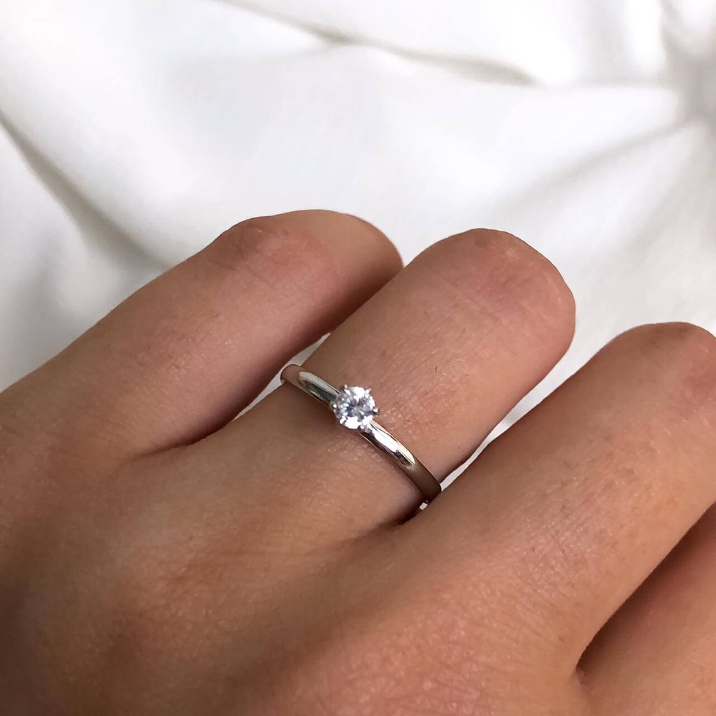 Anel Solitário Aliança Noivado 2mm Aço Inoxidável Prateado em Oferta na Shopee