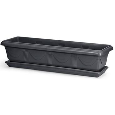 Vaso Jardineira com Prato 35 cm Nutriplan cor Preto