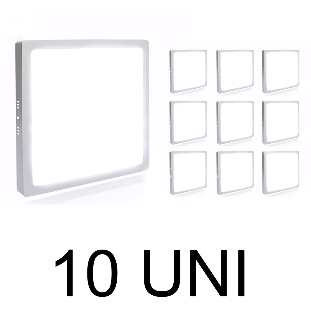Kit 10 Painel Plafon Luminária Led 25w Quadrado Sobrepor Branco Frio