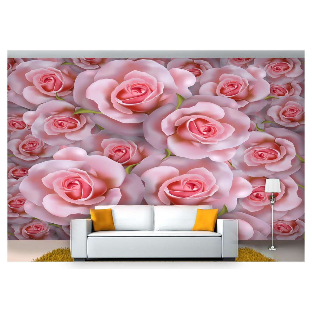 papel de parede Flores Rosas Romantico 3D 10m² NFL224