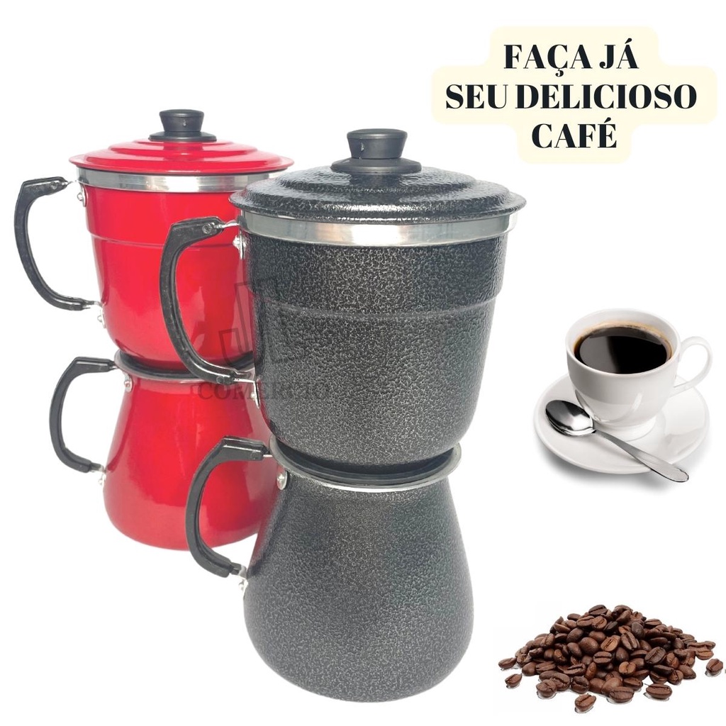 Cafeteira Alumínio Preta Craqueada ou Vermelha 1L Cafeteira Econômica Italiana Bialeti