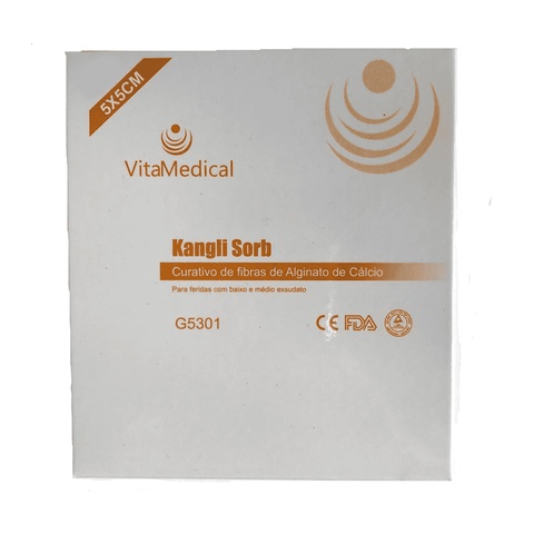 Curativo De Fibras De Alginato De Cálcio Cicatrização Pele Ferida Queimadura Kangli Sorb VitaMedical