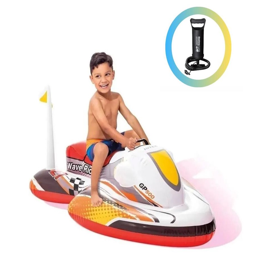 Bote Jet Ski Inflavel Boia Infantil Piscina c/ bomba inclusa