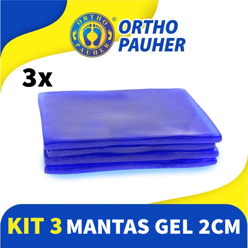 Kit 3 Almofadas Manta Gel Grosso para Banco Moto Quadriciclo Piloto e Carona 25x25x2cm Ortho Pauher