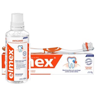 Kit Elmex Creme + Escova + Enxaguante Dental