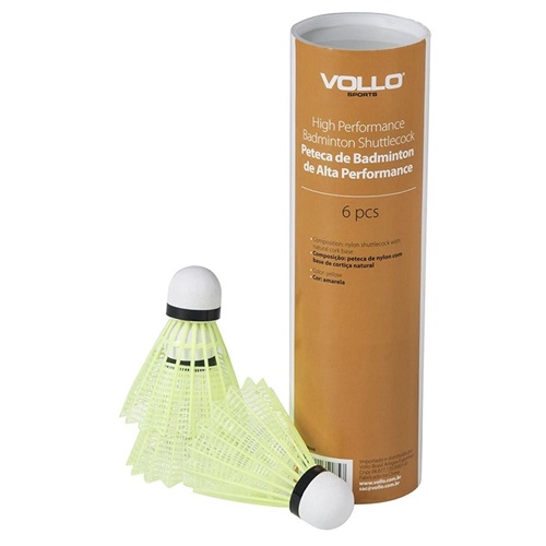Peteca Badminton de Nylon e Cortiça 6 Unidades Vb600 Vollo