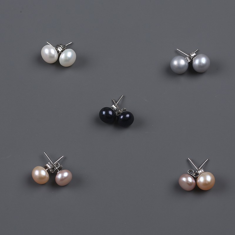 Um Par De Brincos Clássicos De Prata Esterlina 925 Com Pérolas Naturais/Culturadas/Água Doce/Formato De Botão em Oferta na Shopee