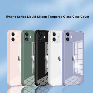Capa Traseira De Silicone/Vidro Líquido Resistente Com Moldura Flexível Para iPhone 11 Pro/12 Max