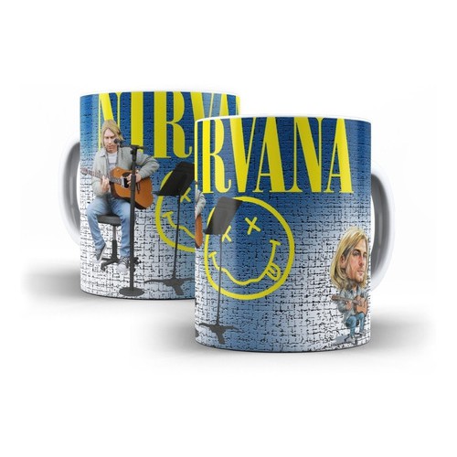 Caneca Branca de Cerâmica Nirvana Rock Kurt Cobain Cris Dave Mod 08