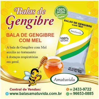 Bala de Gengibre Mel Propolis 100% Natural Pacote - A Melhor Bala de Gengibre Nacional
