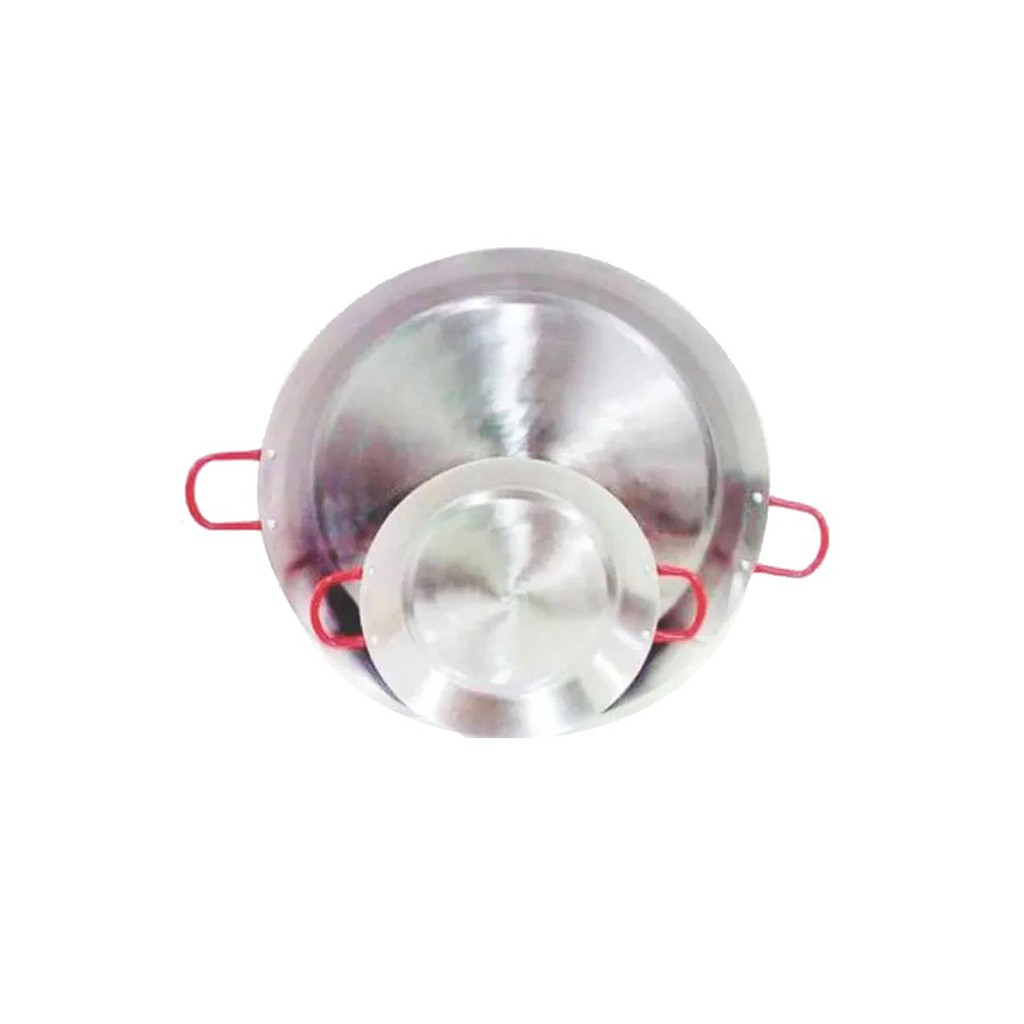 Paellera Tacho Aço Inox 2mm 6 Litros 45cm Alça Vermelha
