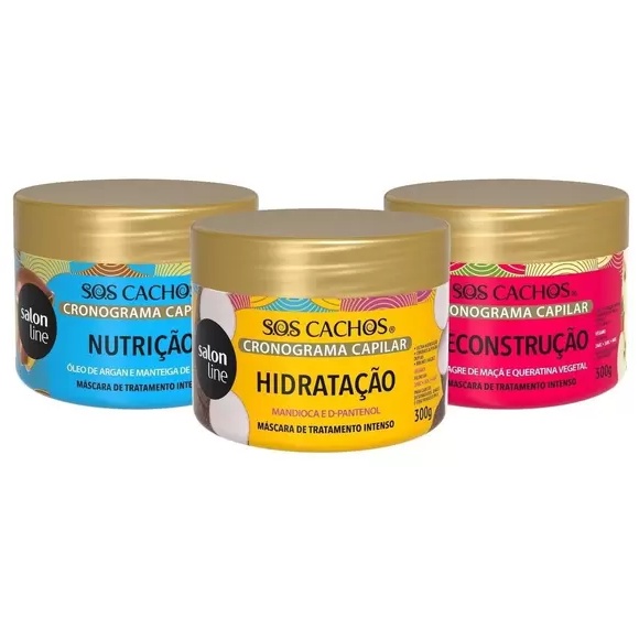 Kit Cronograma Capilar Sos Cachos Reconstrucao Nutricao E Hidratacao Salon Line Shopee Brasil