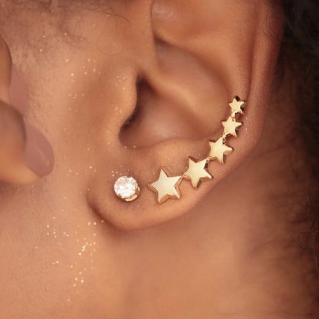 Brinco Ear Cuff Estrela Banhado A Ouro 18k