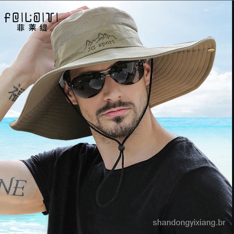 Chapéu masculino verão chapéu viseira camuflagem de pescador chapéu de sol homem praia protetor solar chapéu de pesca de palha masculino verão | Shopee Brasil