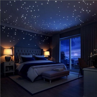 407 Pçs Adesivos Que Brilham No Escuro De Bolinha Redondos Estrelas Na Noite