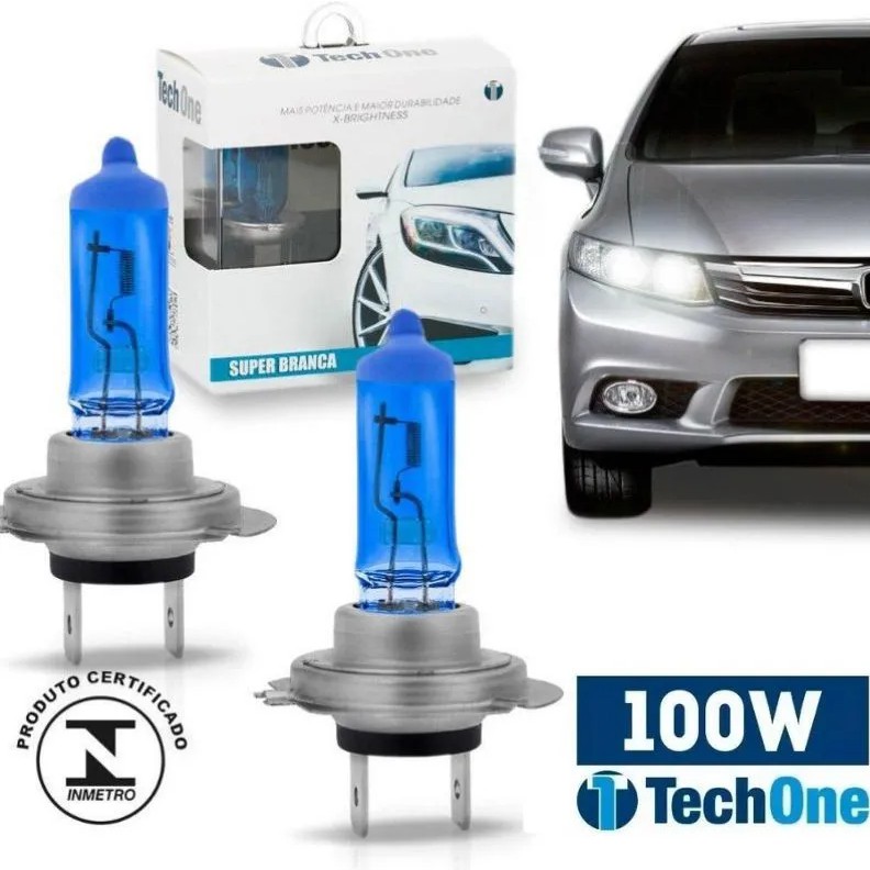 Par Lampada Super Branca H7 8500k Tipo Xenon 12v 55w Techone em Oferta na Shopee