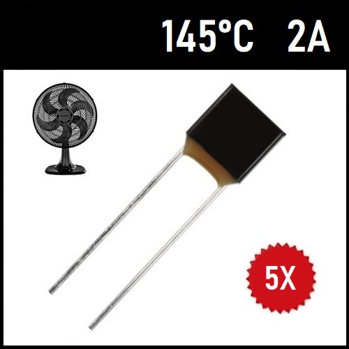 5 Fusível Térmico 2A 145 Graus 145C 145°C 250V