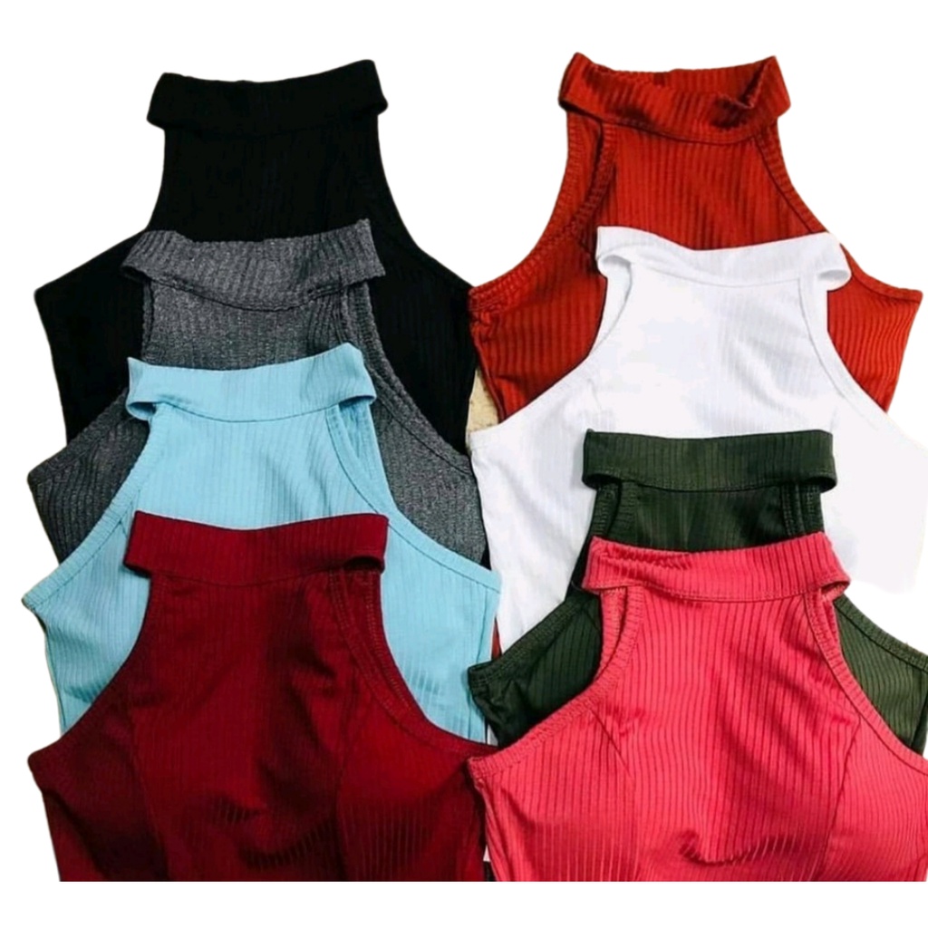 Blusa Regata Blusinha Gola Alta Canelada Tendencia
