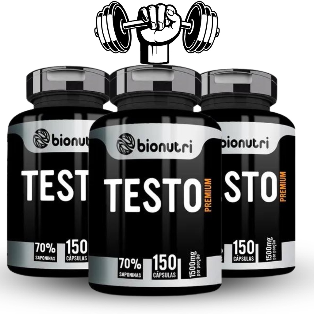 3 Potes Testo Premium 1500mg kit 450caps | Shopee Brasil
