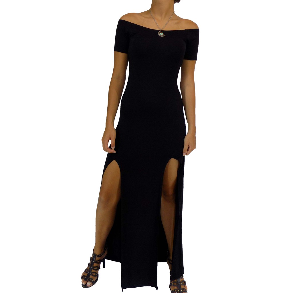 vestido longo duas fendas