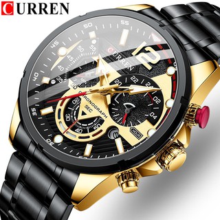 CURREN Relógio De Quartzo Masculino De Aço Inoxidável/Criativo/À Prova D