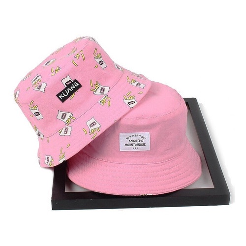 Boné Chapéu Bucket Rosa Dupla Face Batata Frita Nova Moda Diversas Cores
