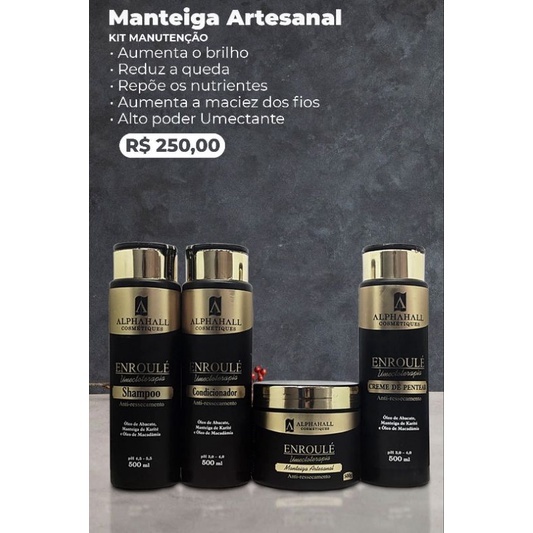 Kit Enroulé Manteiga Artesanal Anti-Ressecamento 500ml em Oferta na Shopee