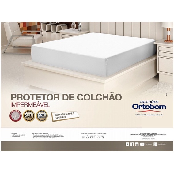 Protetor Casal Capa p/Colchão Impermeável Ortobom 1,40cm X 1,90cm em Oferta na Shopee