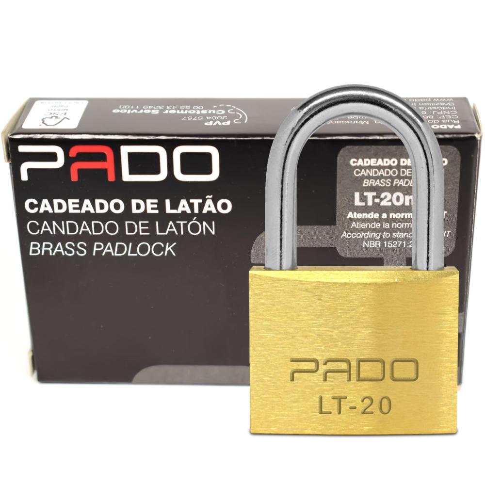 Cadeado Tradicional de Latão Reforçado LT 20mm com 2 Chaves Pado