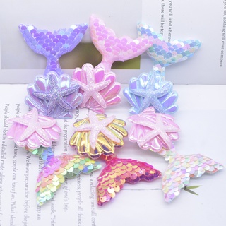 4Pcs 7.5CM Lantejoula Sereia Cauda Shell Starfish Patches Headwear Decorações Acessórios em Oferta na Shopee
