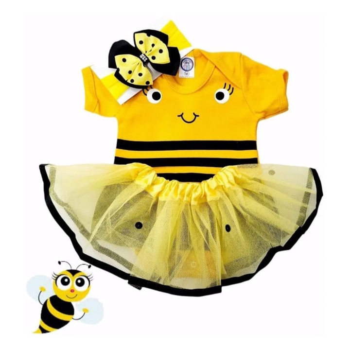 Body mesversário bebê menina Abelha - Abelhinha