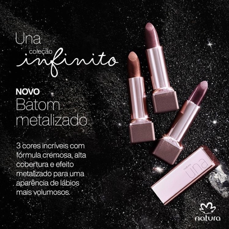 Batom Metalizado Natura Una - 3,8 g - Efeito de Lábios mais Volumos |  Shopee Brasil