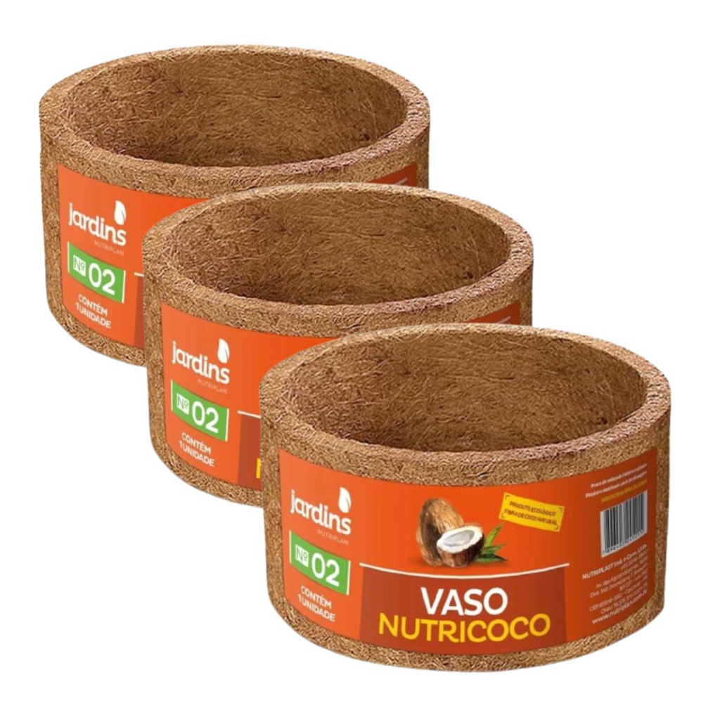 Kit 3 Vaso Vasinho De Fibra De Coco Individual 02 Nutricoco Para Orquídea, Bromélia, Flor Nutriplan