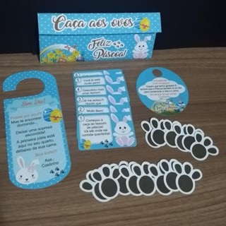 Kit Caça aos Ovos - Páscoa - Com envelope para guardar - Rosa e Azul em Oferta na Shopee