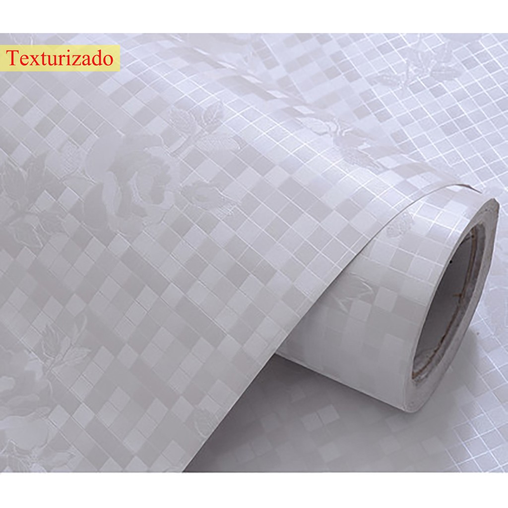 Papel De Parede Adesivo Para Cozinha Banheiro Pastilha Branco Floral Texturizado