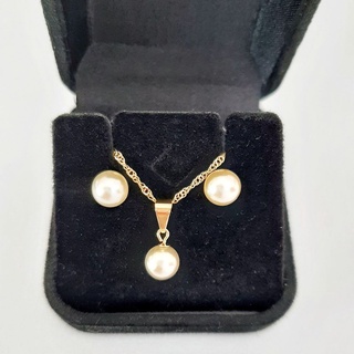 Conjunto Colar e Brinco de Pérola 7mm Banhado a Ouro 18k com Garantia Perfeito Para Presente em Oferta na Shopee