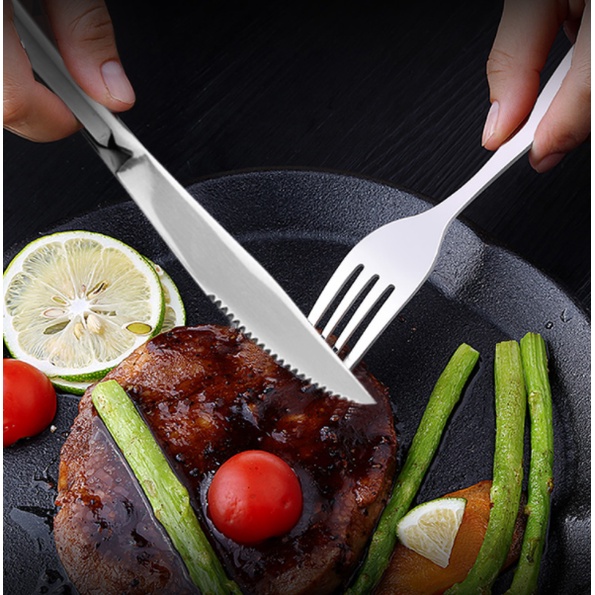 Kit C/ 6 Faca de Mesa, Kit C/ 6Garfo de Mesa, Kit C/ 6 Colher de Mesa Aço Inox