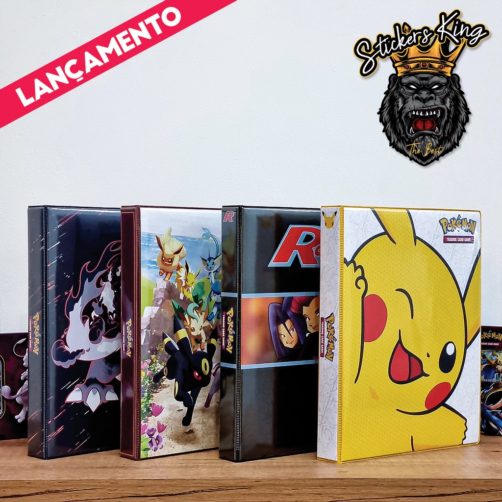 Pasta Álbum Fichário Pokémon +10 folhas pretas