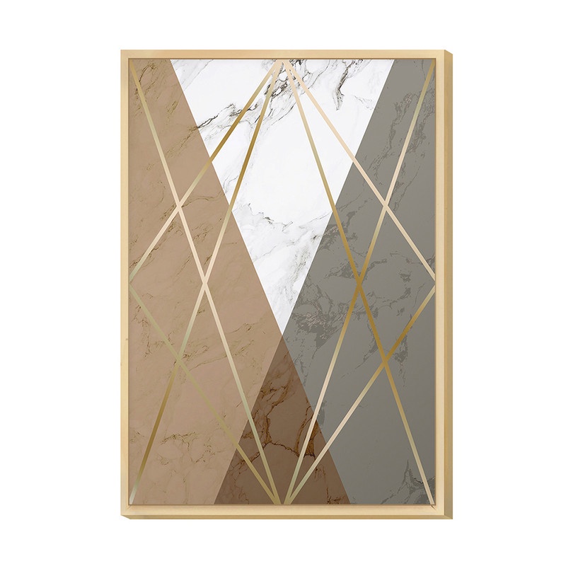 Quadro Decorativo Geométrico para Sala 20x30cm Gold Tons Pasteis com Moldura Caixa em Pinus- Hugart