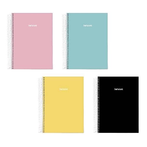 Caderno Cores Pasteis De 1/4 Pequeno 80 Folhas Capa Dura Espiral