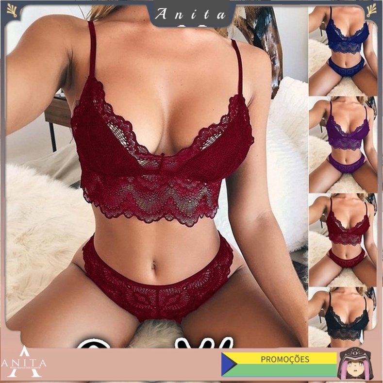 Conjunto de Lingerie Feminina de Peças Sutiã Sexy Tentadora de