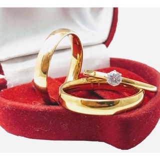 Par De Alianças Tungstênio 4mm banhada a ouro 18k real + Solitário e caixinha de Brinde