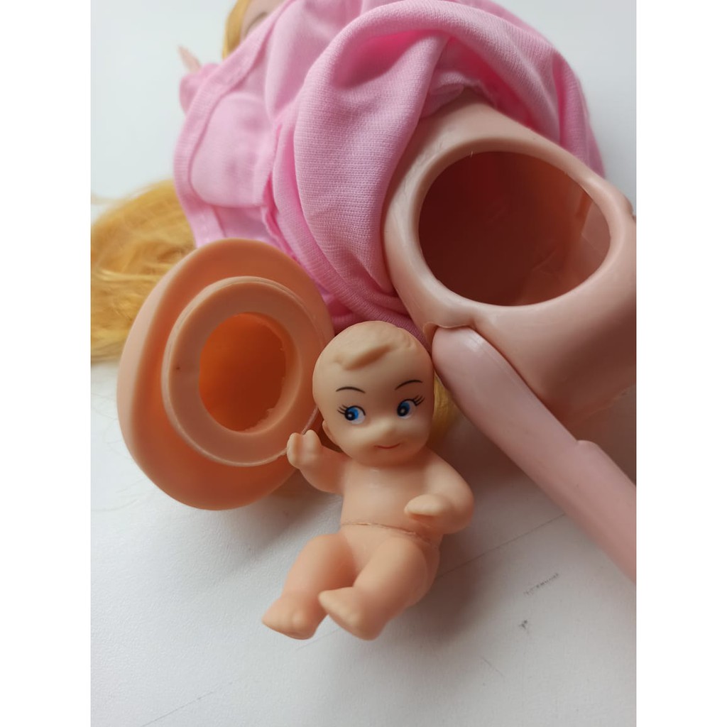 WJ137 Barbie grávida de bebê + carrinho de criança Barbie mãe pai