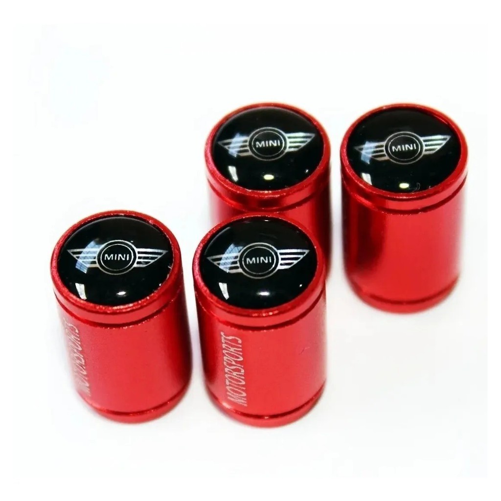 Kit 4 Bicos Válvula Pneu Tampa da Roda Mini Cooper  Countyman Convertible Vermelho Top Luxo Acessórios Automotivos